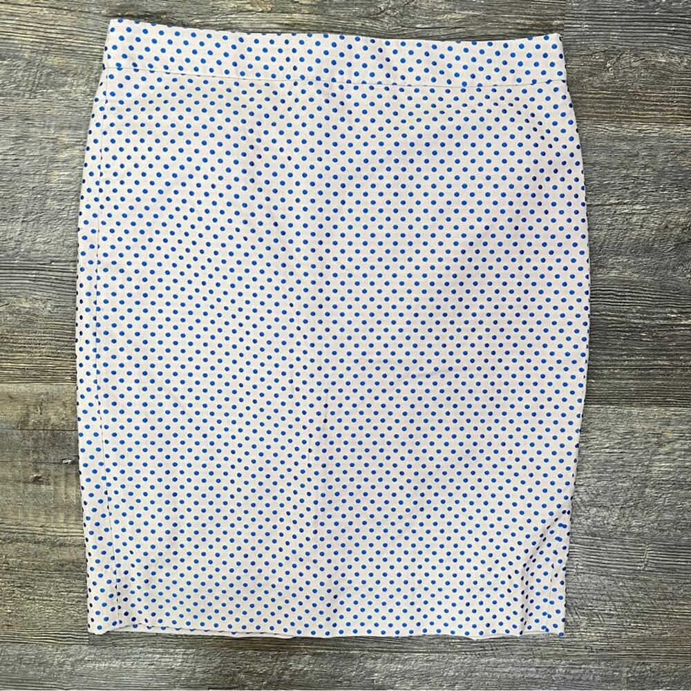 J. Crew pink and blue polkadot straight the pencil skirt size 4 B154